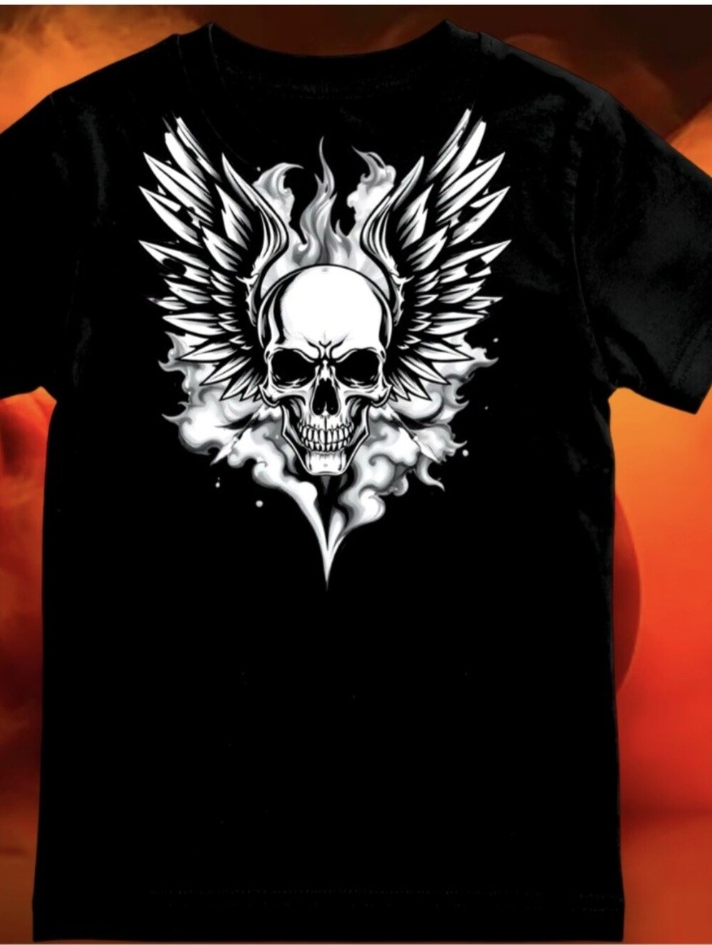 Gothic Skeleton Angel Wings Graphic Tee Hand Crystals